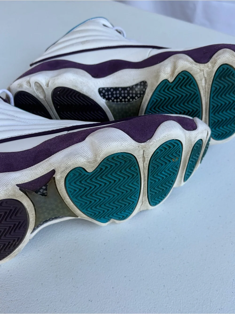 Jordan Men's White Teal and Black Basketball Sneakers
